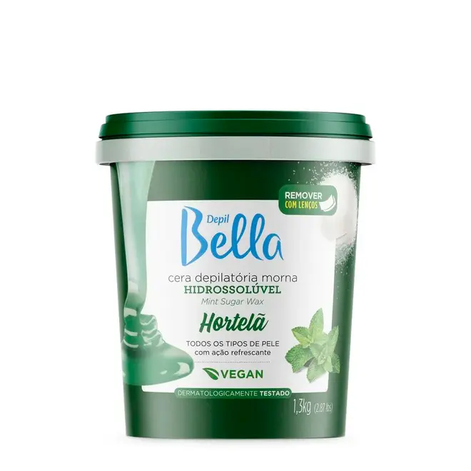 Cera Depilatória Depil Bella Hidrossolúvel Hortelã 1,3Kg