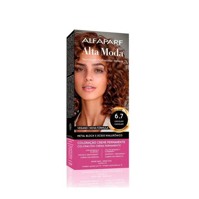 Coloração Permanente Alta Moda 6.7 Castanho Luminoso Claro 150g