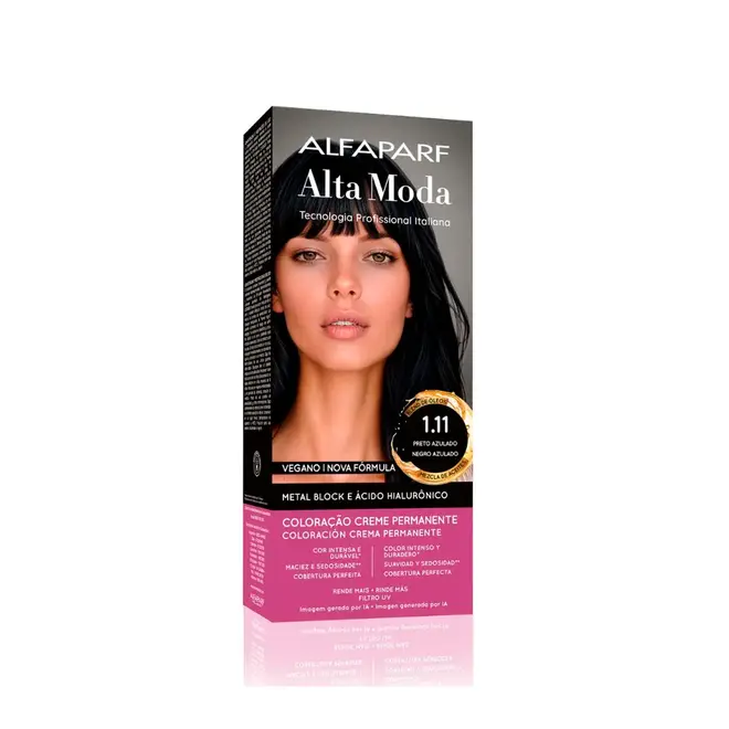Coloração Permanente Alta Moda 1.11 Preto Azulado 150g