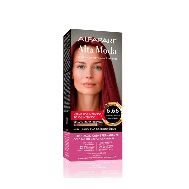 Coloração Permanente Alta Moda 6.66 Louro Escuro Vermelho Intenso 150g
