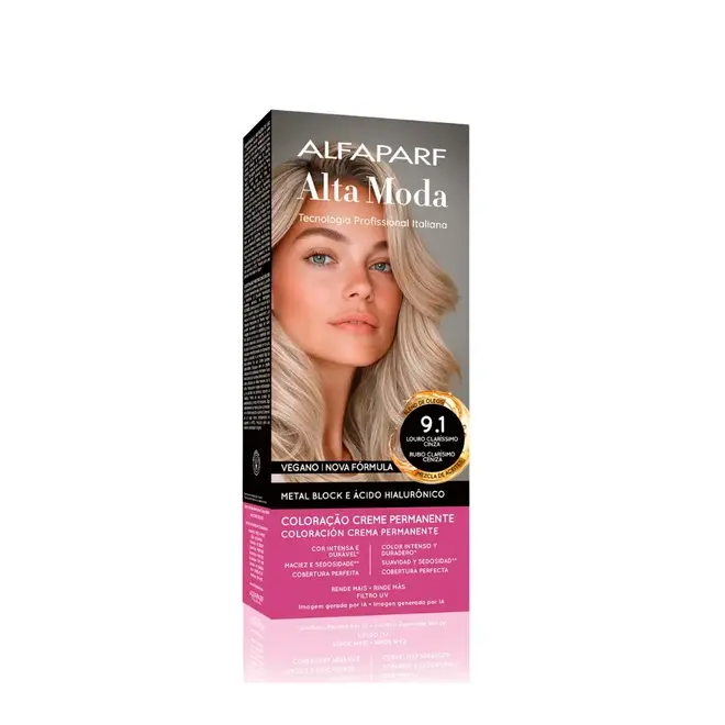 Coloração Permanente Alta Moda 9.1 Louro Claríssimo Cinza 150g