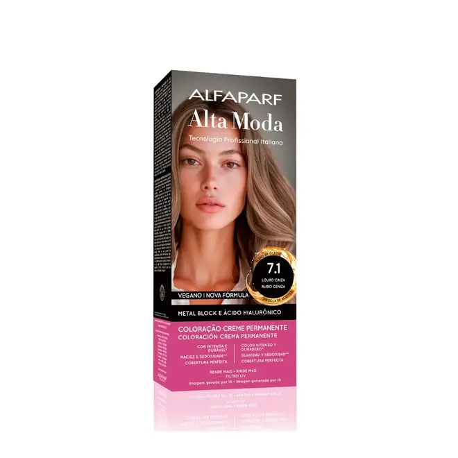 Coloração Permanente Alta Moda 7.1 Louro Cinza 150g