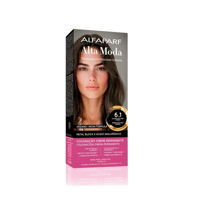 Coloração Permanente Alta Moda 6.1 Louro Escuro Cinza 150g