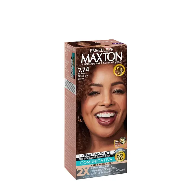 Coloração Permanente Embelleze Maxton Kit 7.74 Ruivo Doce de Leite 125g