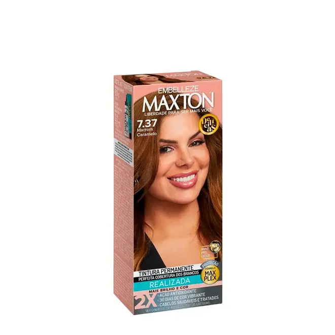 Coloração Permanente Embelleze Maxton Kit 7.37 Marrom Caramelo 125g