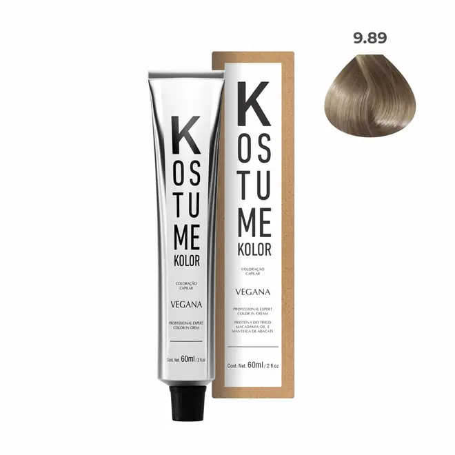 Coloração Permanente Kostume kolor Vegana 9.89 Loiro Ultra Claro Pérola 60ml