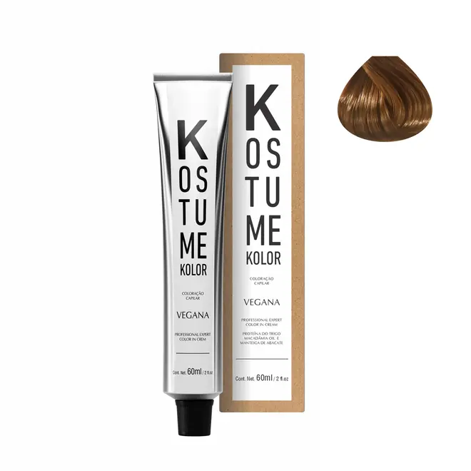 Coloração Permanente Kostume Kolor 7.73 Coloração Loiro Médio Marrom Dourado 60 ml