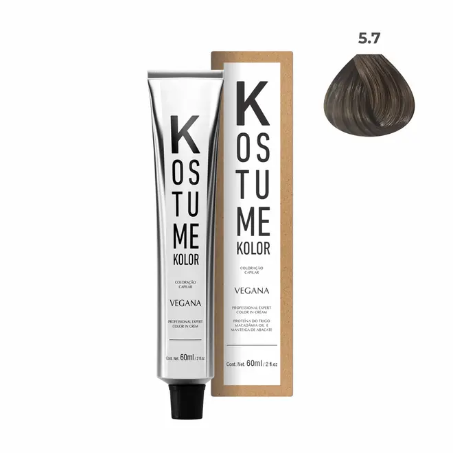 Coloração Permanente Kostume kolor Vegana 5.7 Castanho Claro Marrom 60ml