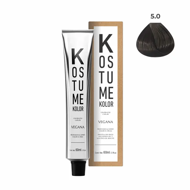 Coloração Permanente Kostume kolor Vegana 5.0 Castanho Claro 60ml