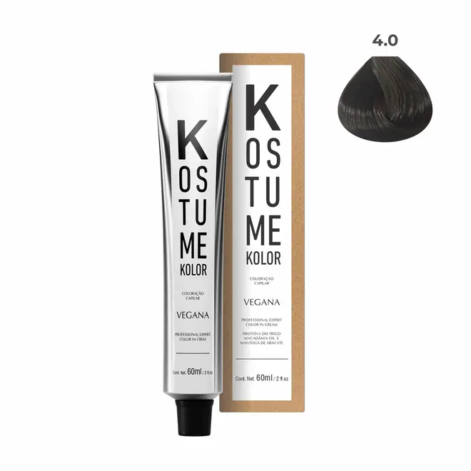 Coloração Permanente Kostume kolor Vegana 4.0 Castanho Médio 60ml