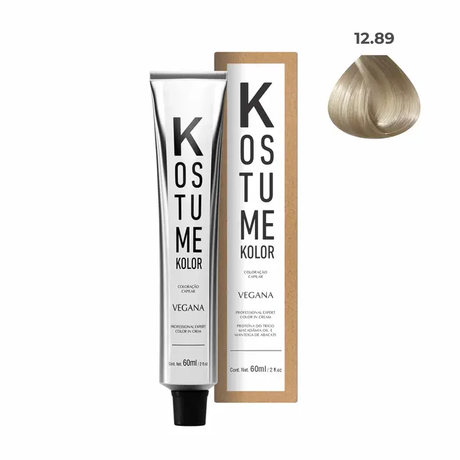 Coloração Permanente Kostume kolor Vegana 12.89 Loiro Extra Claro Pérola Intenso 60ml