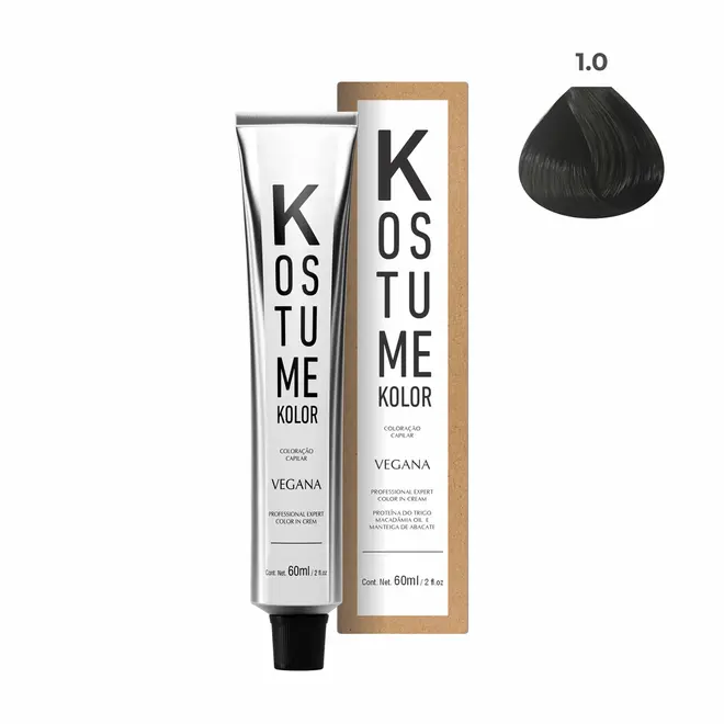 Coloração Permanente Kostume kolor Vegana 1.0 Preto 60ml