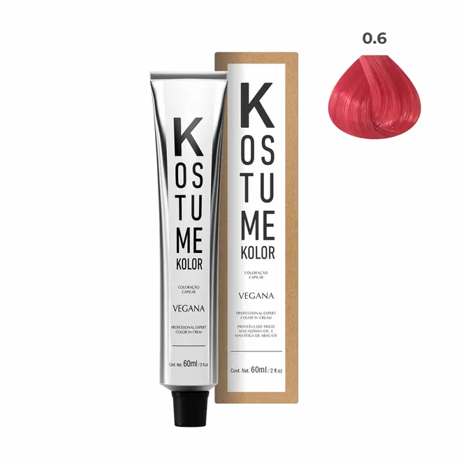 Coloração Permanente Kostume kolor Vegana 0.6 Intensificador Vermelho 60ml