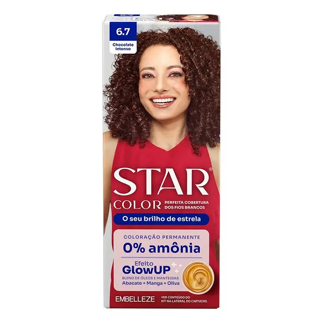 Coloração Permanente Embelleze Star Color sem Amônia Kit 6.7 Chocolate Intenso
