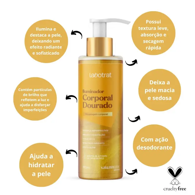 Iluminador Corporal Dourado Labotrat Vai&Brilha 190ml