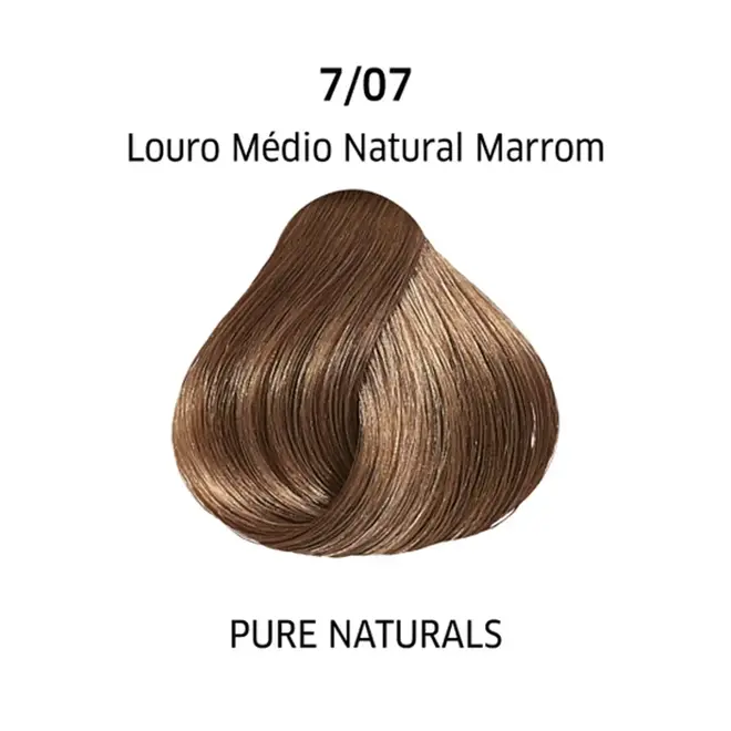 Coloração Permanente Wella Professionals Color Perfect 7/07 Louro Médio Natural Marrom Pure Naturals 60G