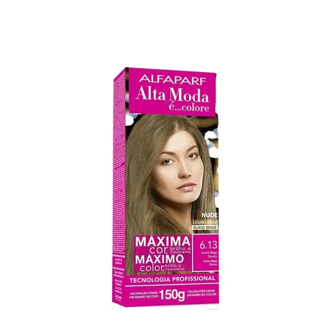 Coloração Permanente Alta Moda 6.13 Louro Bege Escuro