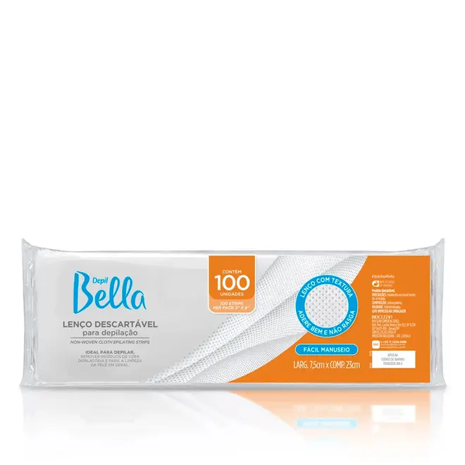 Lenço Depilatório Depil Bella TNT Descartável 100 Unidades
