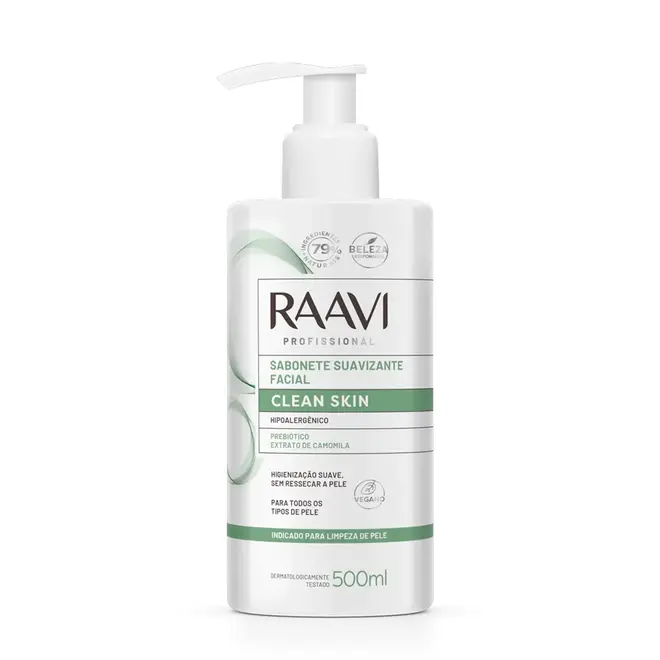 Sabonete Líquido Facial Suavizante Raavi Profissional Clean Skin 500ml