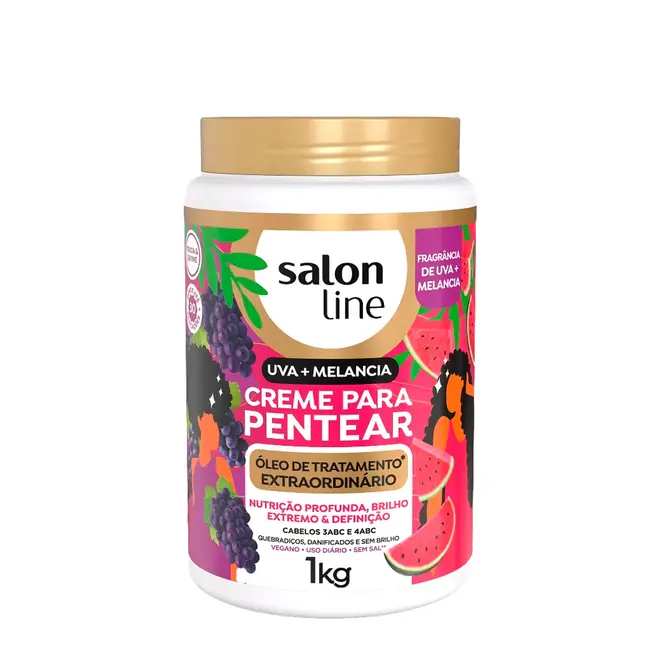 Creme para Pentear Salon Line Uva + Melancia Óleo de Tratamento Extraordinário 1kg