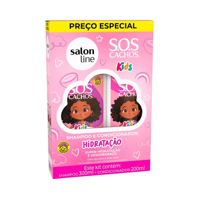 Shampoo e Condicionador Salon Line Kids S.O.S Cachos Hidratação 300/200ml