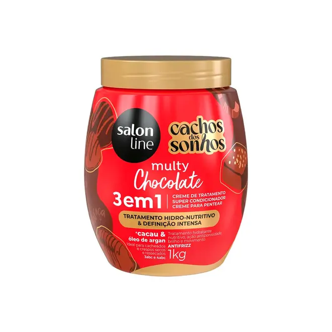 Creme de Tratamento Salon Line 3 em 1 Cachos dos Sonhos Multy Chocolate 1kg