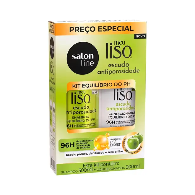 Shampoo e Condicionador Salon Line Meu Liso Escudo Antiporosidade 300/200ml