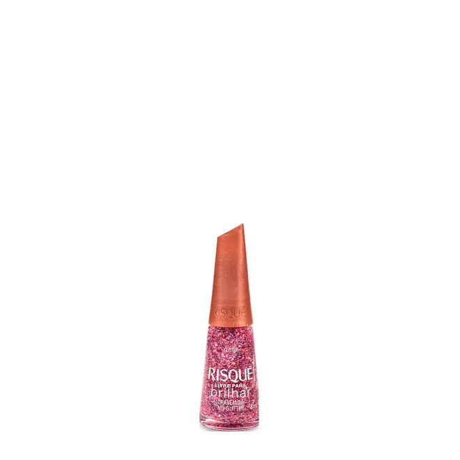 Esmalte Risqué Livre para Brilhar Rosa Cravejada no Glitter 8ml