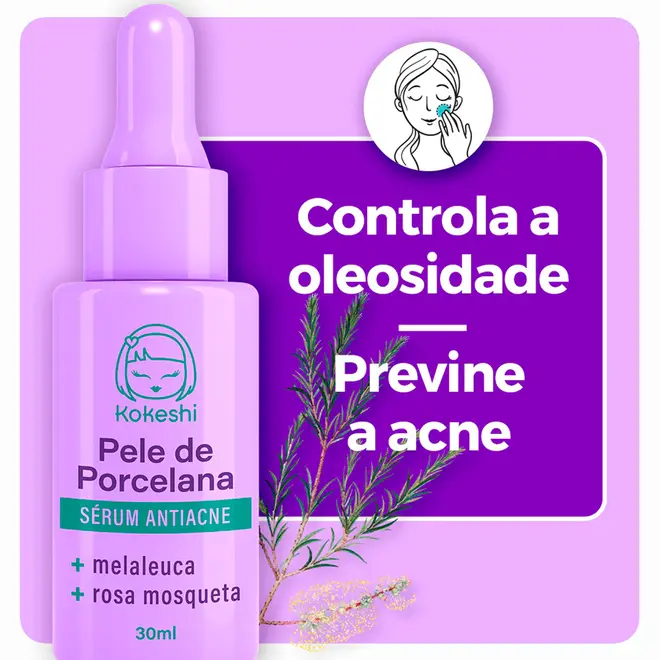 Sérum Facial Antiacne Kokeshi Pele de Porcelana Antisséptica 30ml