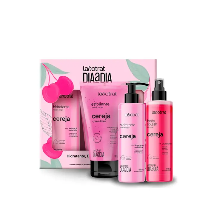 Kit Rosto e Corpo Cereja Labotrat Dia a Dia 3 unidades