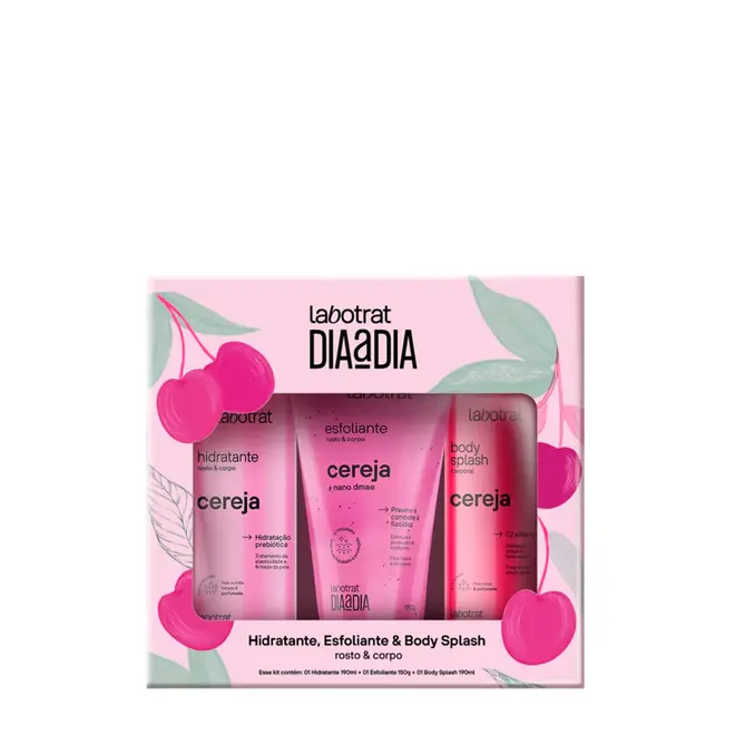 Kit Rosto e Corpo Cereja Labotrat Dia a Dia 3 unidades