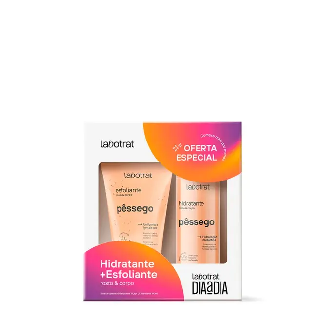 Kit Esfoliante Rosto e Corpo Pêssego Labotrat Dia a Dia 190g