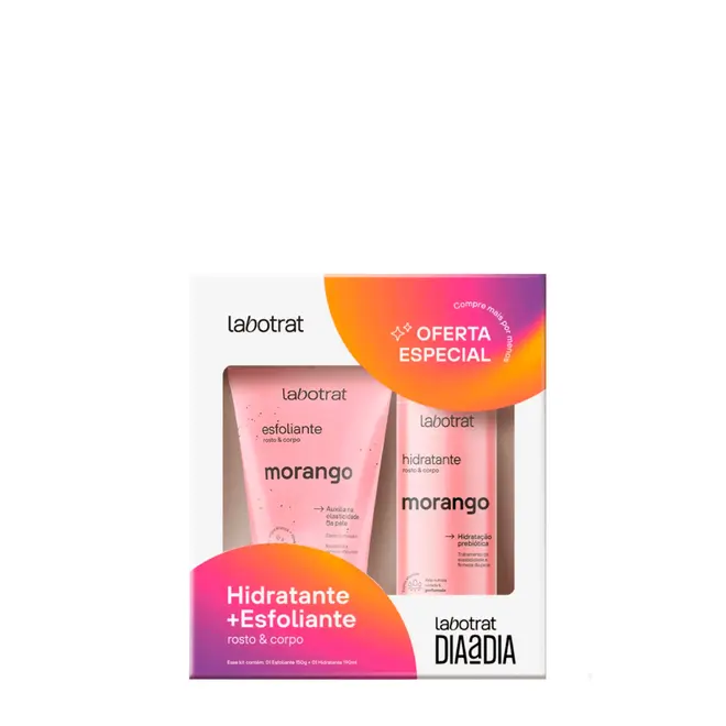 Kit Esfoliante Rosto e Corpo Morango Labotrat Dia a Dia 190g
