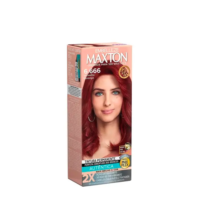 Coloração Permanente Embelleze Maxton Kit 6.666 Vermelho Morango 125g