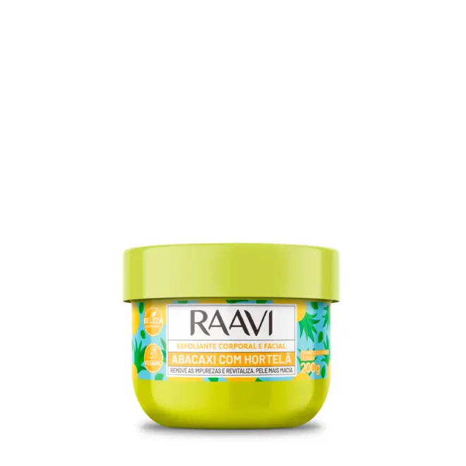 Creme Esfoliante Facial e Corporal Raavi Abacaxi com Hortelã 200g