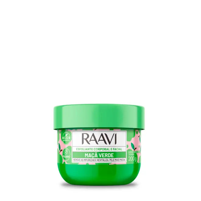Creme Esfoliante Facial e Corporal Raavi Maça Verde 200g