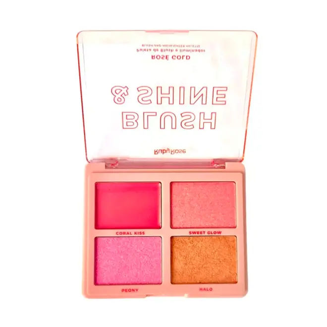Paleta de Blush e Iluminador Ruby Rose Blush & Shine Rose Gold HBM1001-1