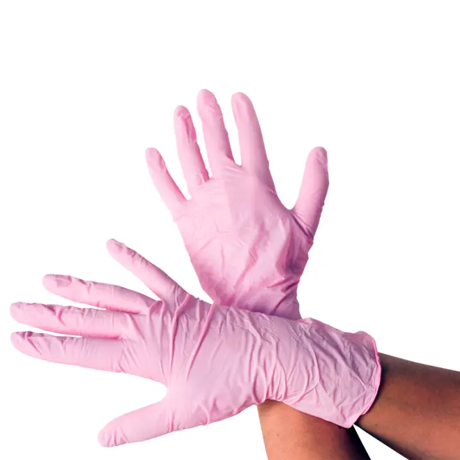 Luvas Nitrílica Descartável NTFlex Rosa Grande Sem Pó 20UND.