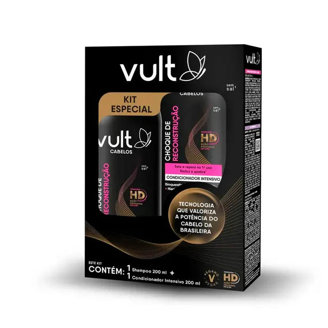 Shampoo e Condicionador Vult Cabelos Choque de Reconstrução 200ml
