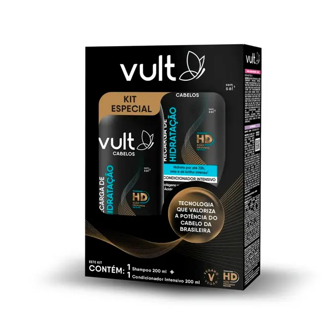 Shampoo e Condicionador Vult Cabelos Recarga de Hidratação 200ml
