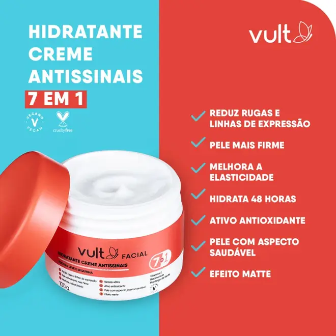 Creme Hidratante Facial Vult Care Antissinais 100g