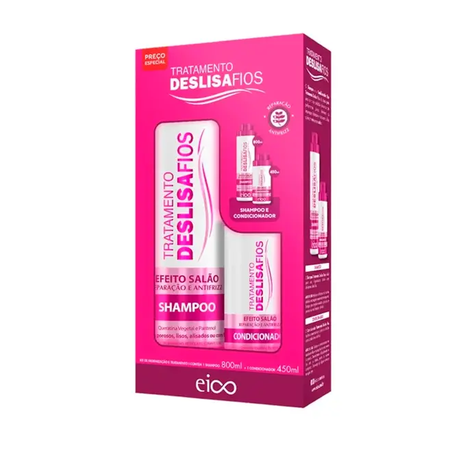Shampoo e Condicionador Eico Desliza Fios 800+450ml