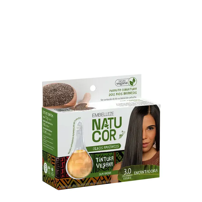 Coloração Permanente Óleo Amazonicos Embelleze Natucor 3.0 Castanho Escuro 12g