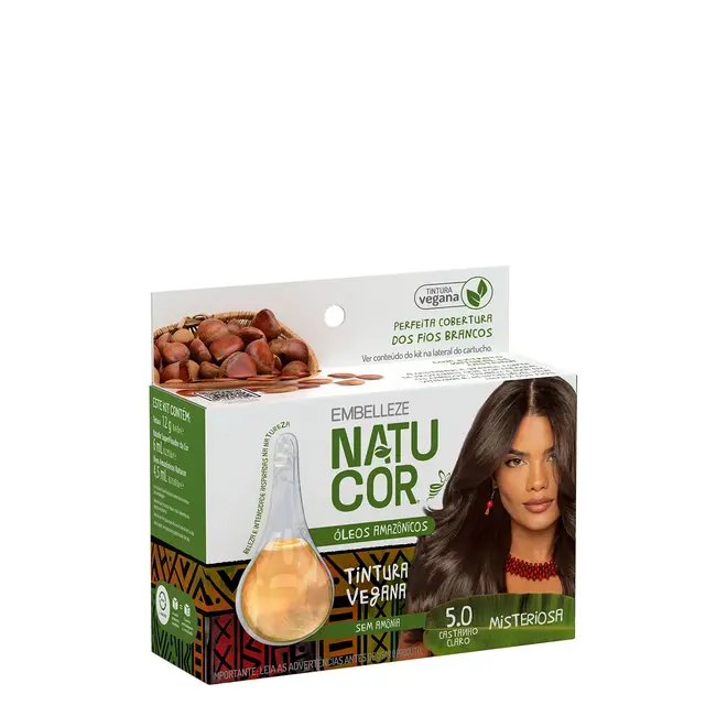 Coloração Permanente Óleo Amazonicos Embelleze Natucor 5.0 Castanho Claro 12g