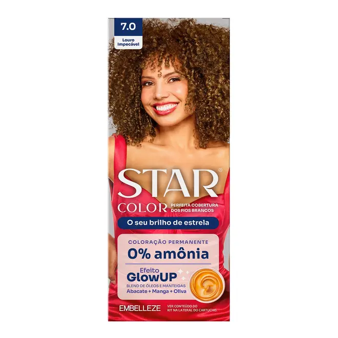 Coloração Permanente Embelleze Star Color sem Amônia Kit 7.0 Louro Impecavel