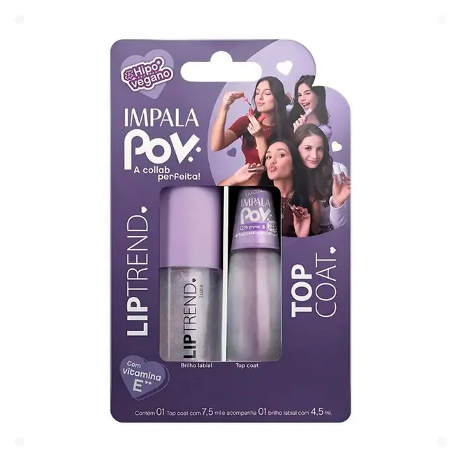 Kit Esmalte Impala Pov Top Coat To Pronta e Gloss Labial Luara