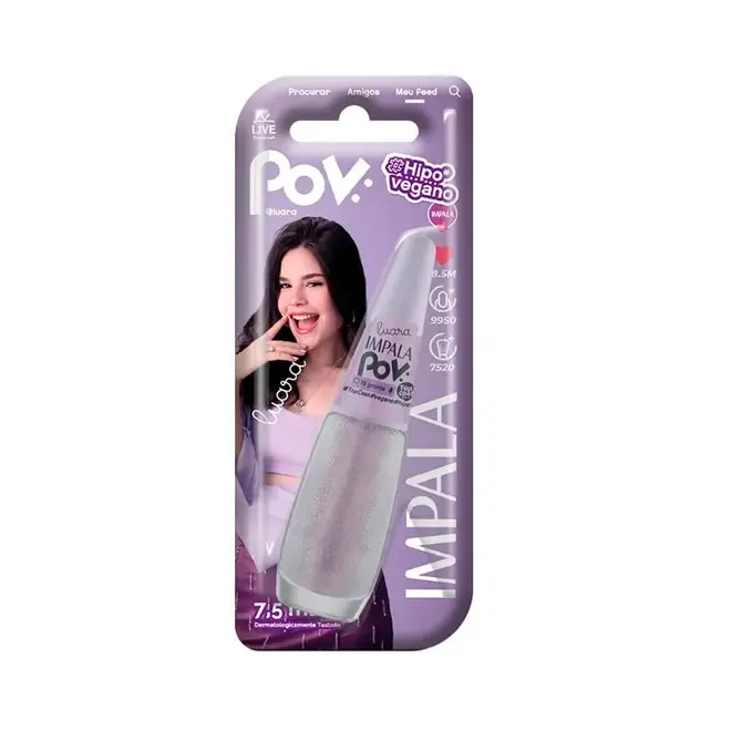 Esmalte Impala Top Coat Pov To Pronta Glitter 7,5ML