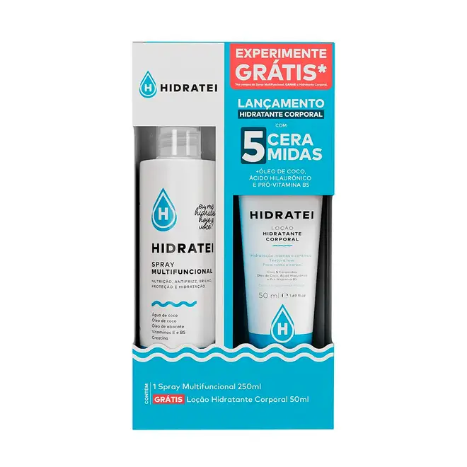 Kit Hidratei Spray Multifuncional e Loção Hidratante Corporal 50ml