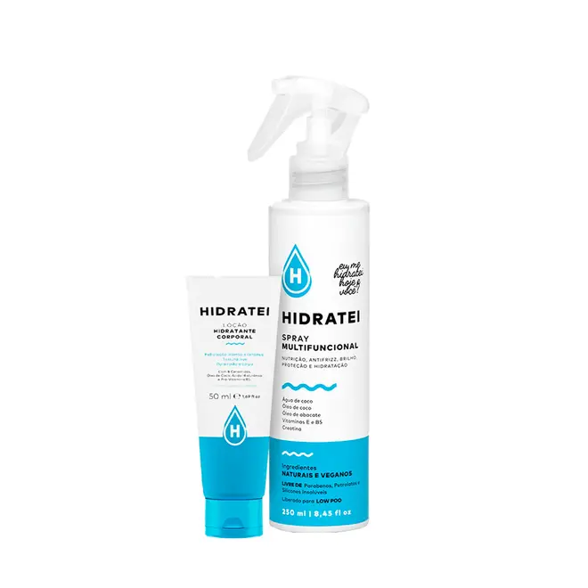 Kit Hidratei Spray Multifuncional e Loção Hidratante Corporal 50ml