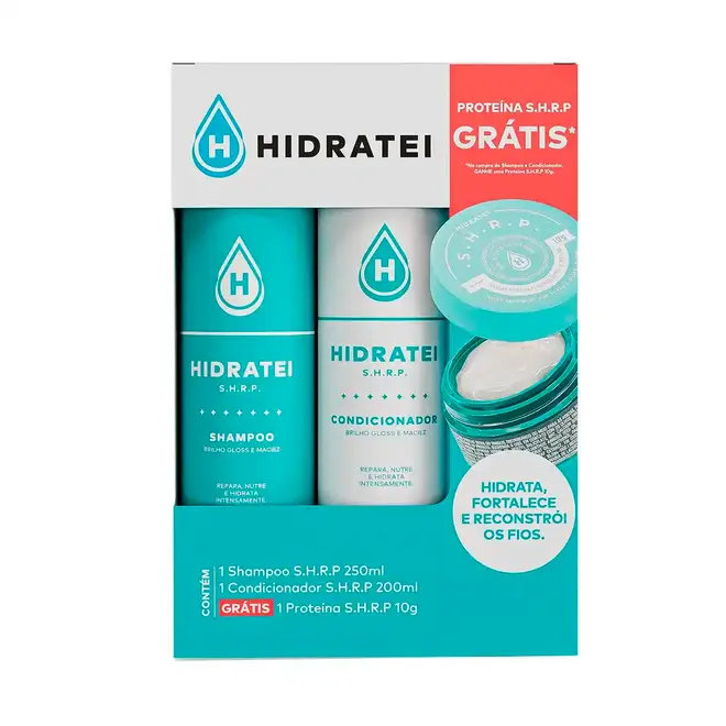 Kit Shampoo + Condicionador e Creme Mini Hidratei